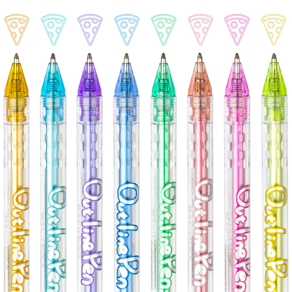 Self-outline Gel Pens Super Squiggles Ballpoint Pens Retractable Silver Metallic