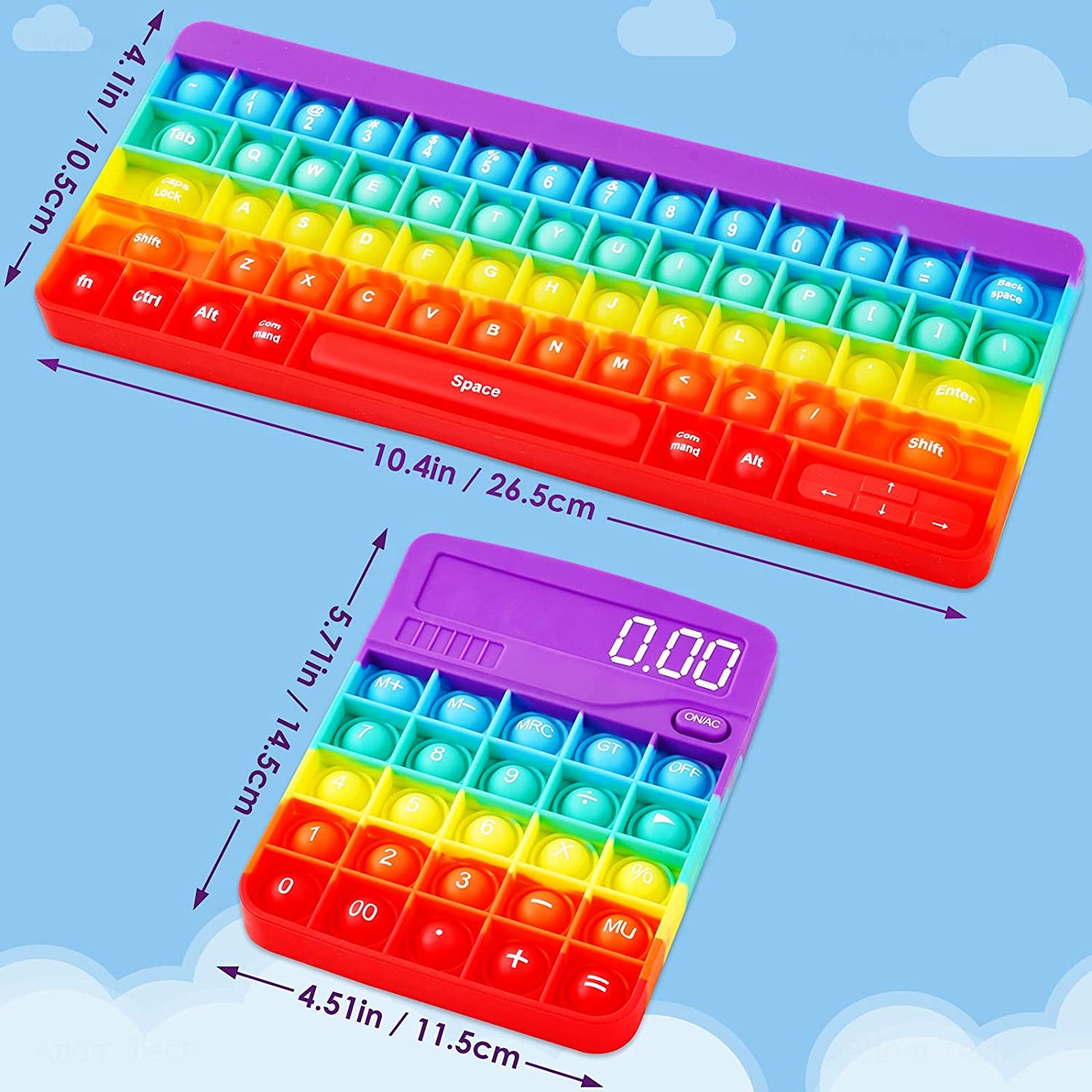 Silicone Keyboard Calculator Bubble Popper Fidget Sensory Toy Set Soft Novelty