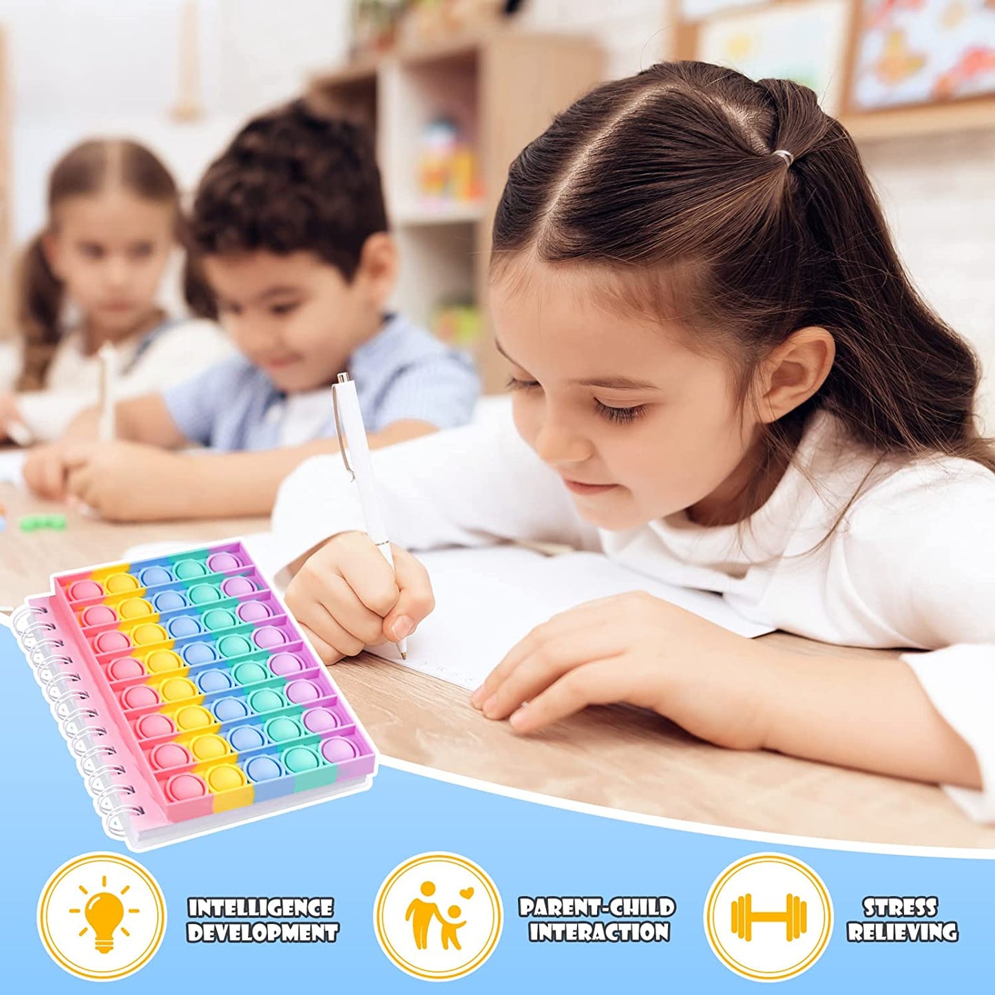 Push Pop Bubble Notebook Fidget Sensory Toy A6 Journal 80 Sheet Silicone Notepad