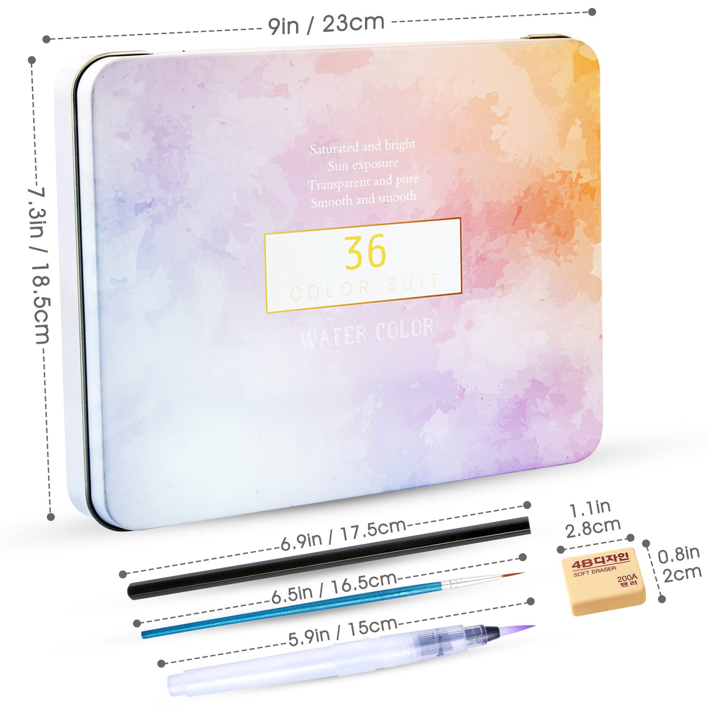 36 Pearlescent Glitter Colors Watercolor Paint Set, Portable Watercolor Palett