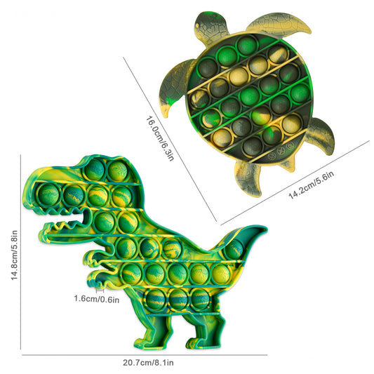 2PCS Silicone Push Pop Bubble Fidget Sensory Toys Camo Animal Stress Reducer A