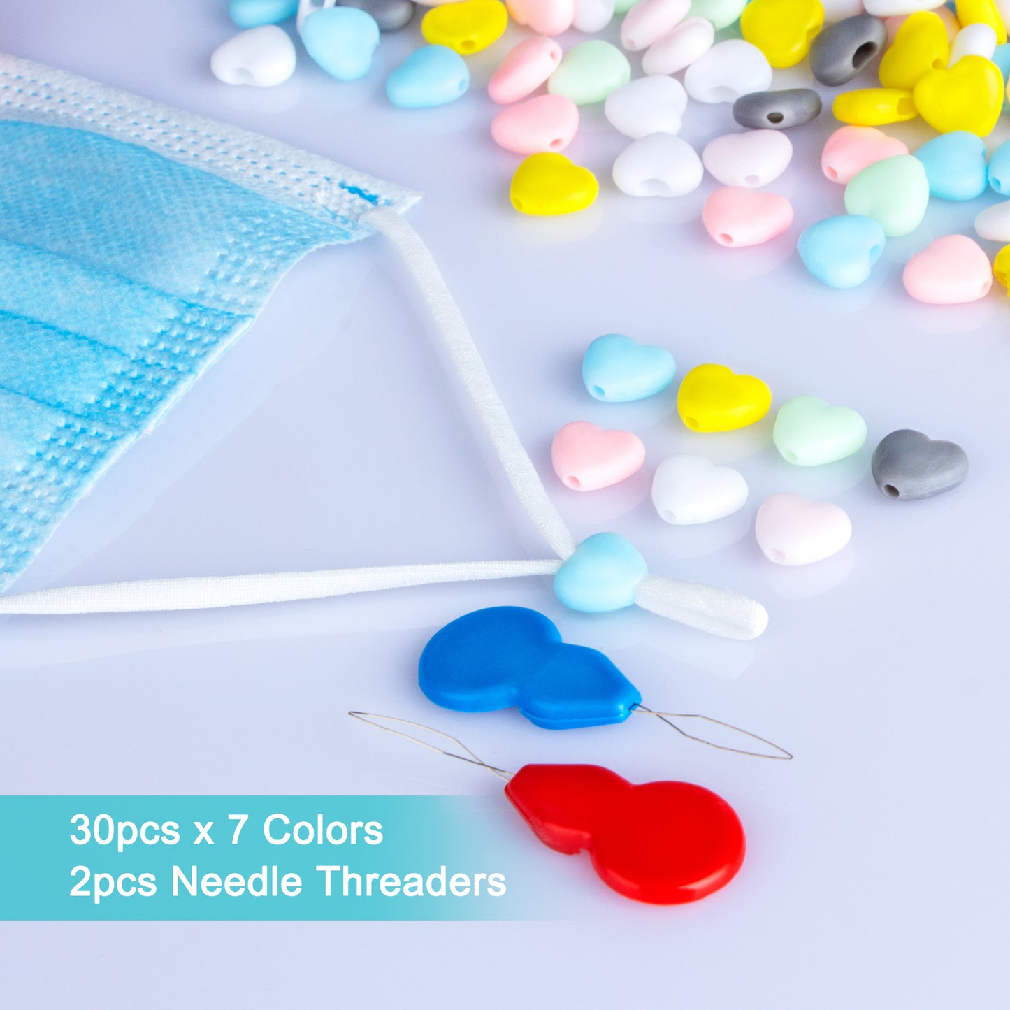 210-Pack Cord Lock Adjuster Heart Shape Ear Loop Adjustment Buckle Silicone 7 C