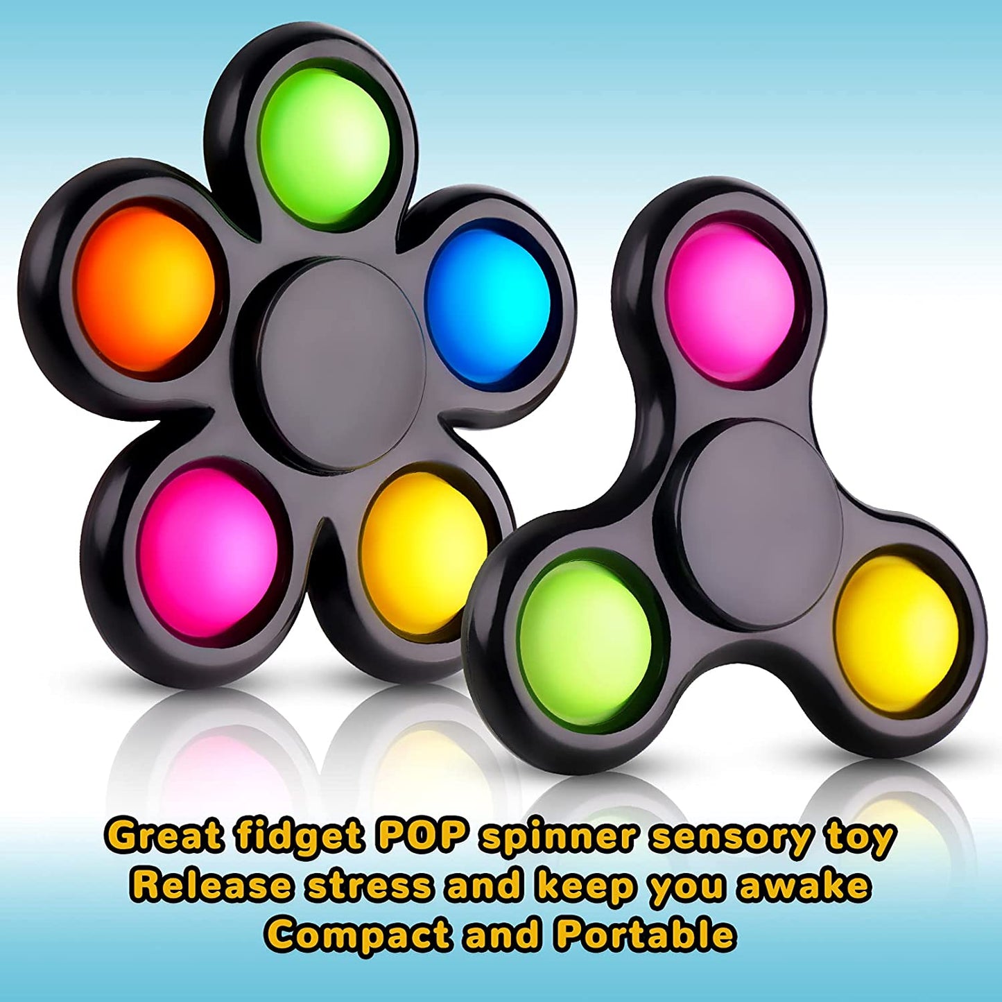 2PCS Bubble Fidget Spinner, 2-in-1 Multicolor Push Pop Fidget Pack Sensory Han