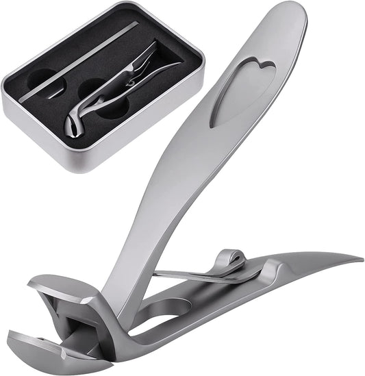Ultra-Wide Jaw Opening Toenail Clipper Stainless Steel No Splash Clipper (Gray)