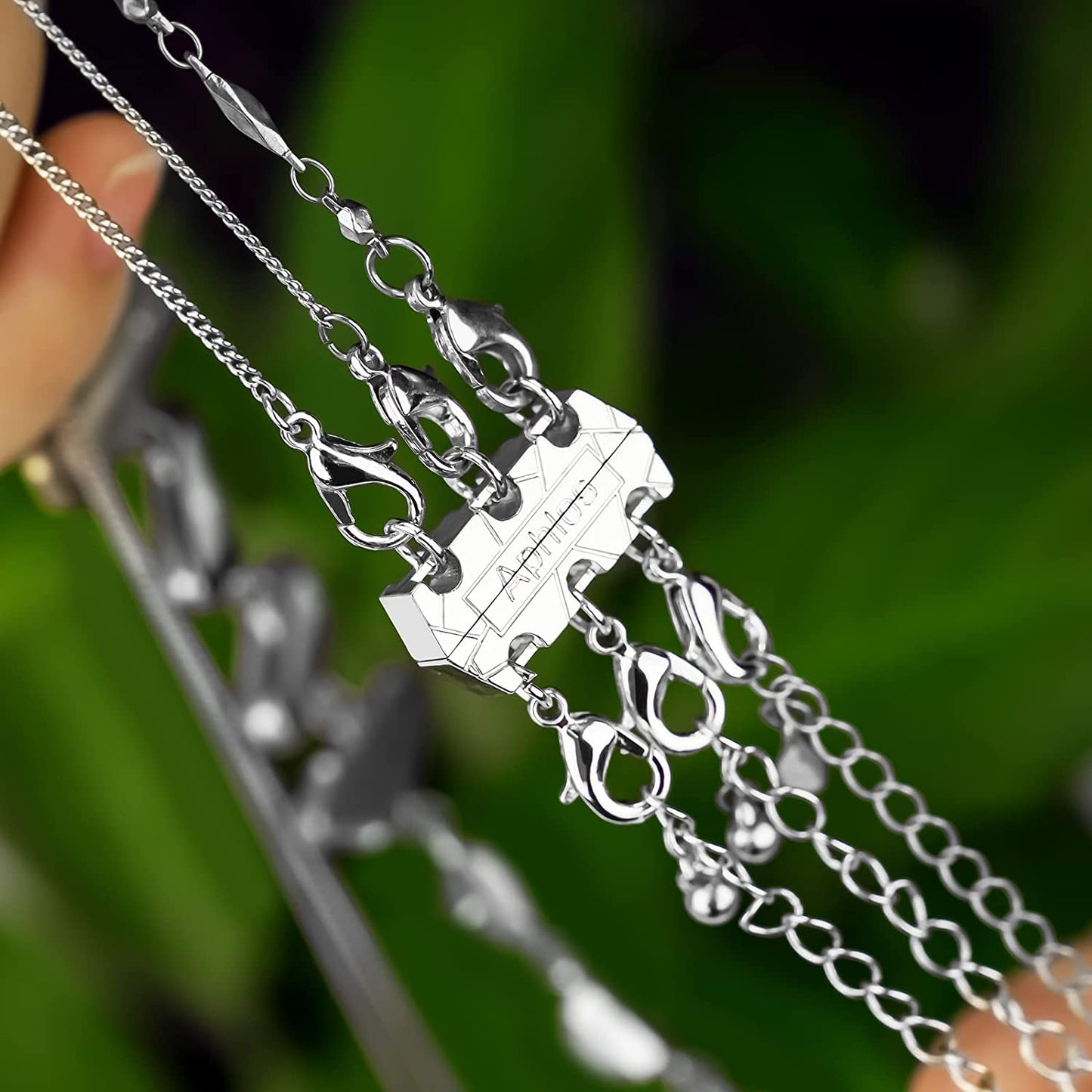 Necklace Layering Clasps Silver Layered Necklace Clasp Multiple Strands Jewelry