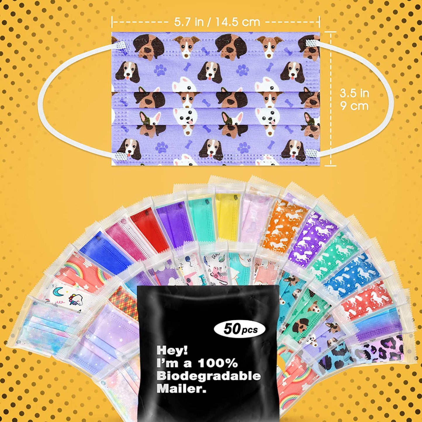 50PCS Kids Disposable Box Unisex Individually Wrap Random Print Surprise Variety
