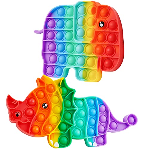 2-Pack Silicone Push Pop Bubble Fidget Sensory Toy Set, Stress Reducer Anxiety