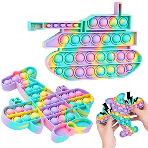 2PCS Pop Bubble Silicone Sensory Fidget Toy Pack, Squeeze Toy Stress Reduce An