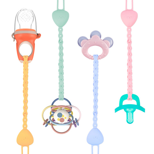 4-Pack Silicone Baby Pacifier Clip Holder Stretchable Toy Safety Straps, Unive