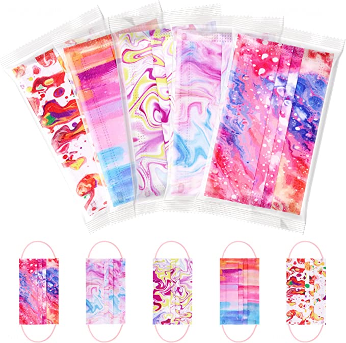 50PCS Kids Disposable 5 Abstract Splash Print Designs Single-Packed Bulk Set