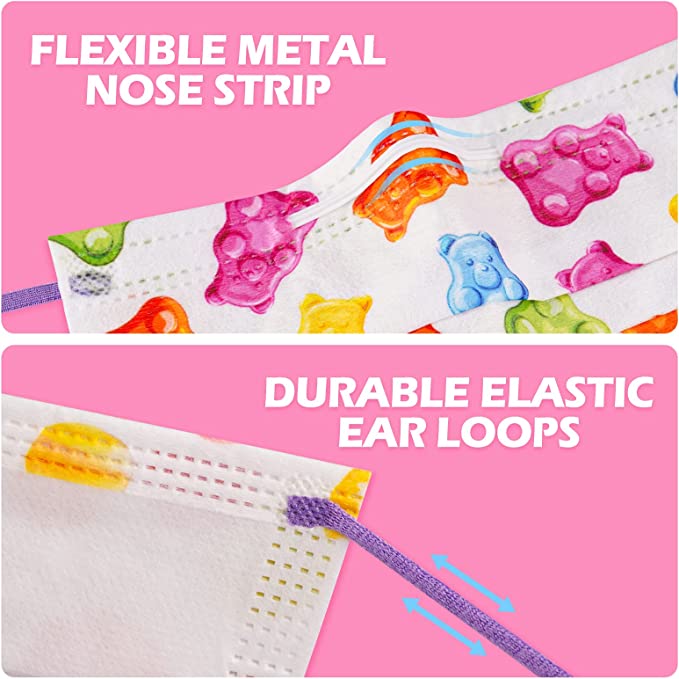 50PCS Candy Gummy Bear Kids Disposable Individually Wrapped 2 Designs Non-Woven