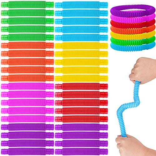 38PCS Mini Pop Tube Sensory Fidget Toy Set, Multi-Color Stretchable Pipes Pre-