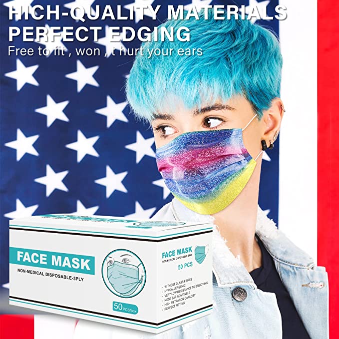 50PCS Fashion Disposable Adult Glamorous Iridescent Glitter 10 Gradient Colors