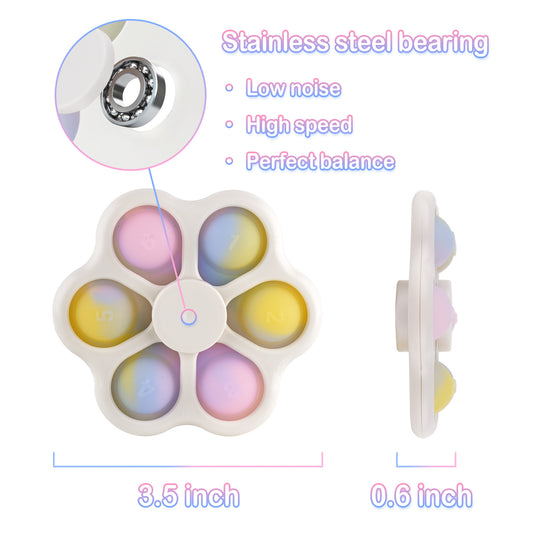 Fidget Pack 2-In-1 Pop Finger Spinner+Bubble Fidget Toy 3PCS High-Speed Rotati