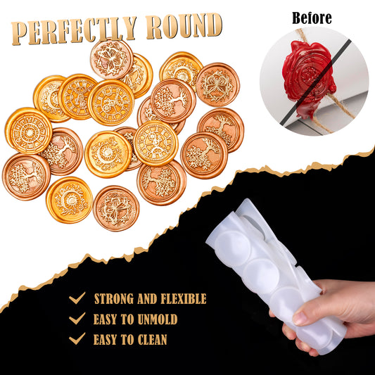 Wax Seal Stamp Silicone Molding Mat Pad Kit with 50PCS Removable Sticky Adhesi