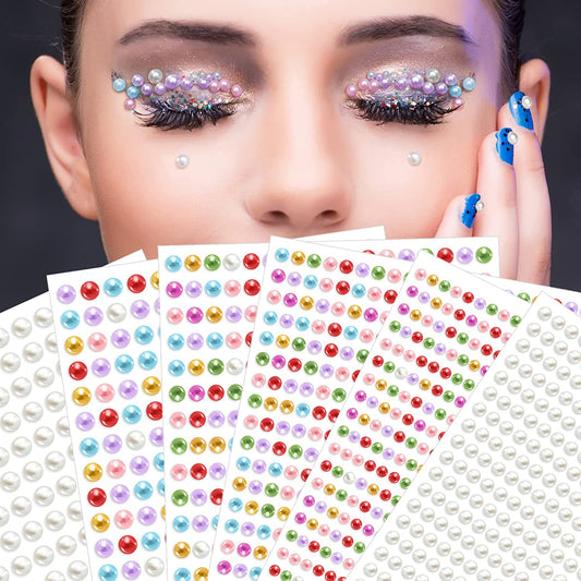 Self Adhesive Pearl Stickers 3530 PCS White and Rainbow Flat Back Pearl Stickers