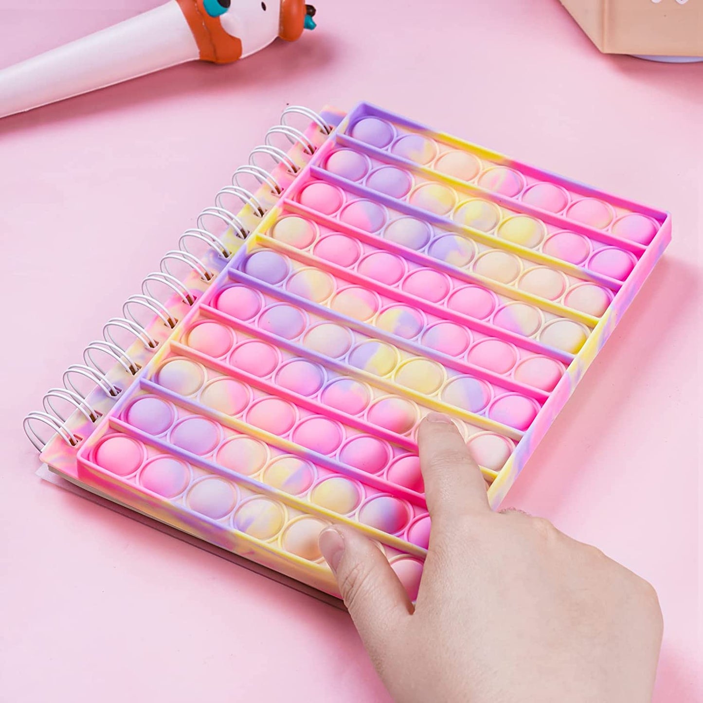 Pop Fidget Toy Spiral Notebook Silicone Bubble A5 Journal 80 Sheet Pop Notepad