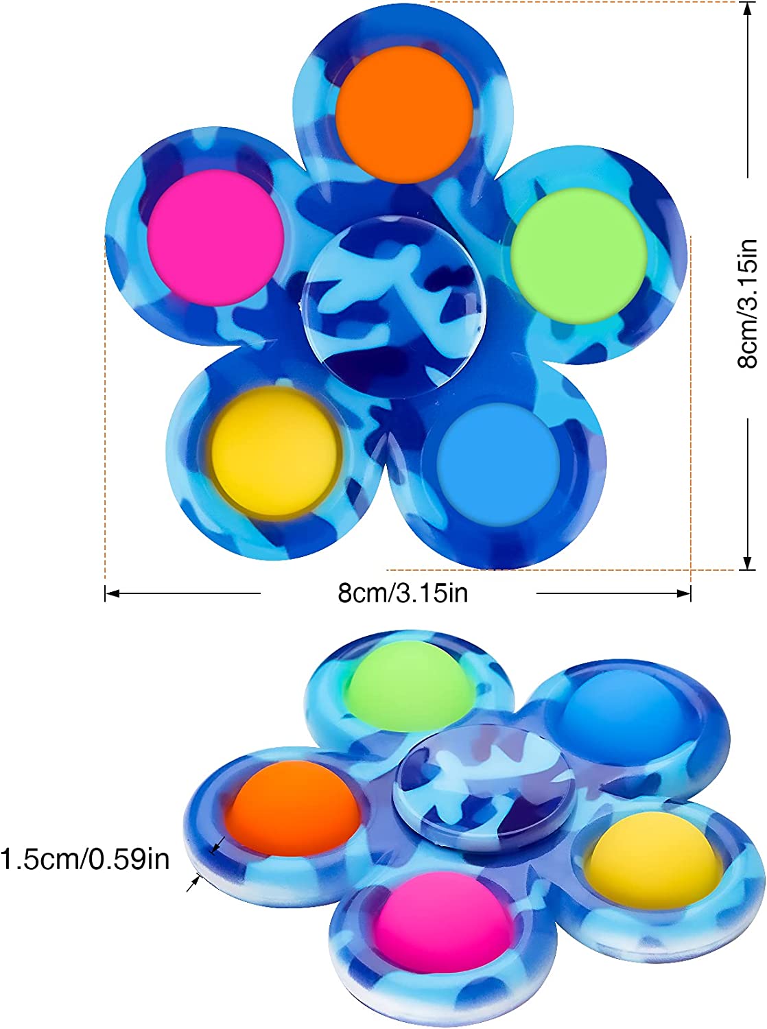 2PCS Camouflage Bubble Fidget Spinners, Fidget Pack 2-IN-1 Push Pop Sensory Ha