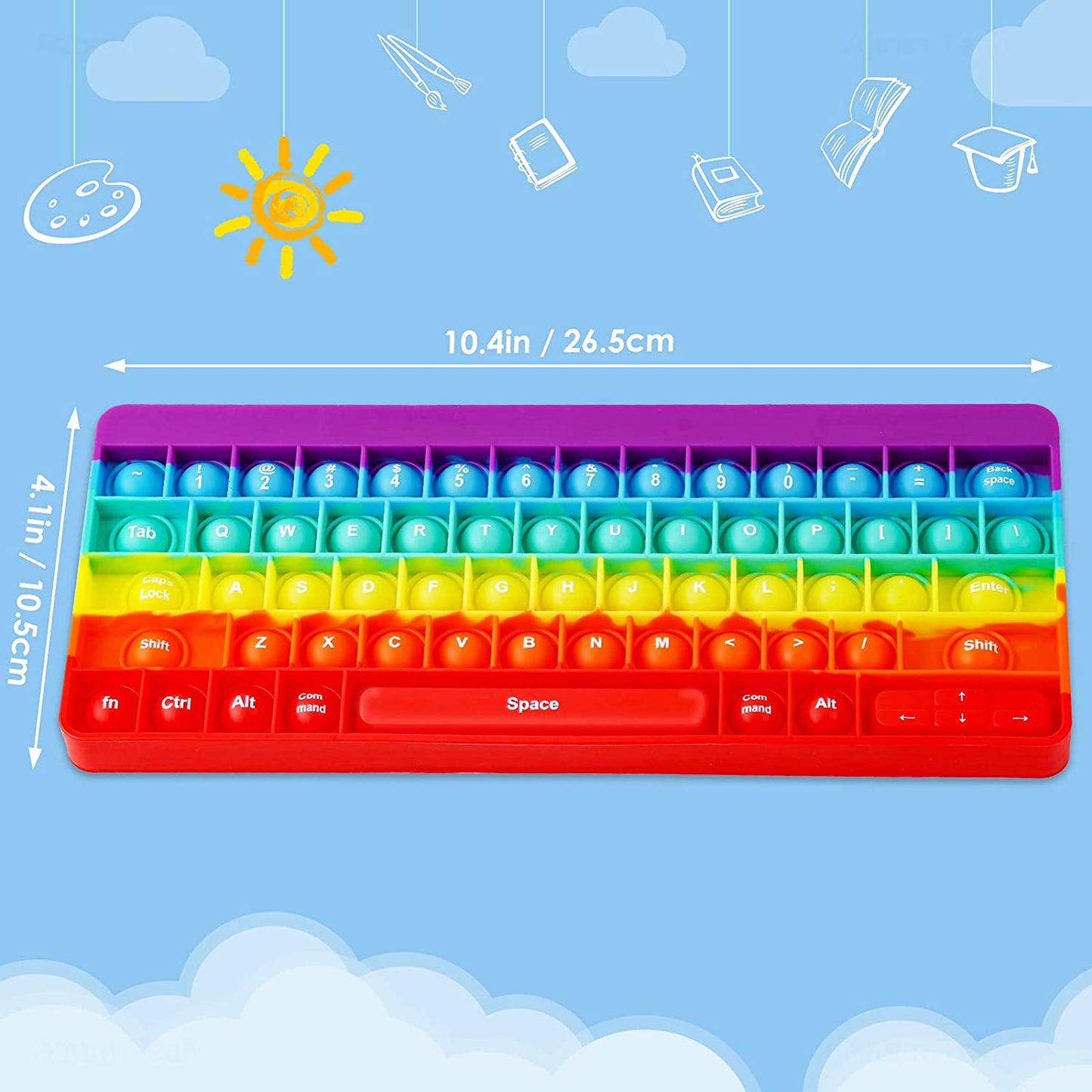 Pop Keyboard Silicone Bubble Popper Fidget Sensory Toy Big Size 10.4x4.1 Letters