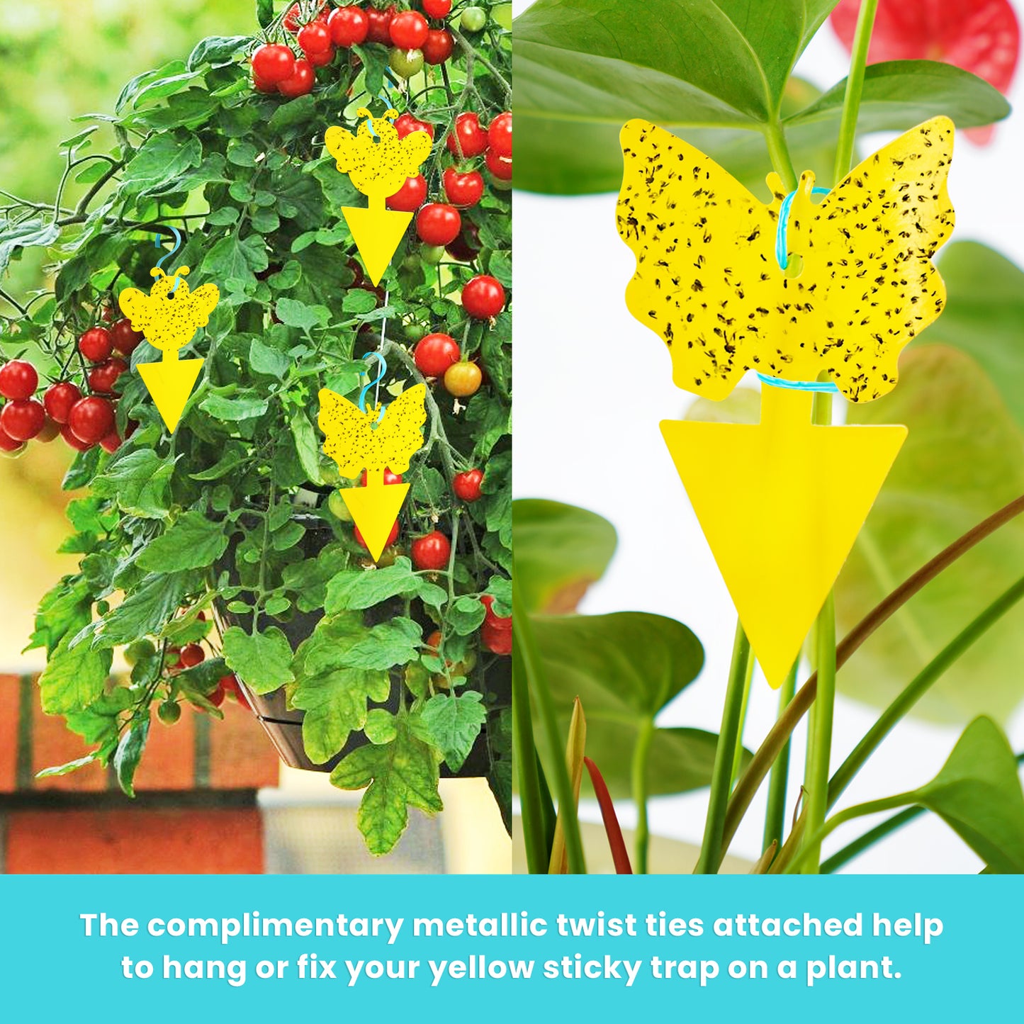48-Pack Yellow Sticky Traps with Twist Ties Indoor & Outdoor Plant Bug Fly Glu