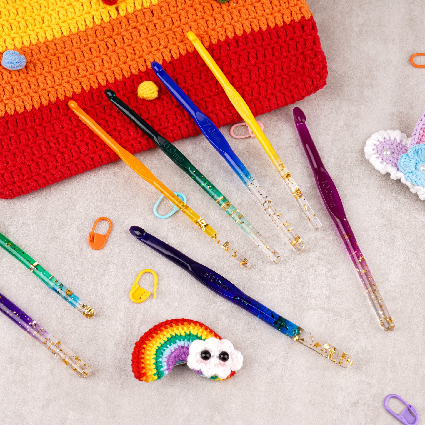 Crochet Hook Set Epoxy Resin DIY Casting Silicone Mold Kit 3-10mm 10 Sizes Han