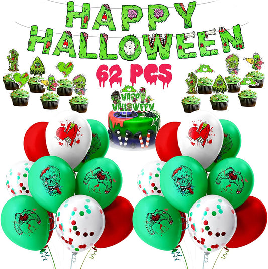62PC Halloween Zombie Party Supply Kit Zombie Theme Happy Halloween Party Banner