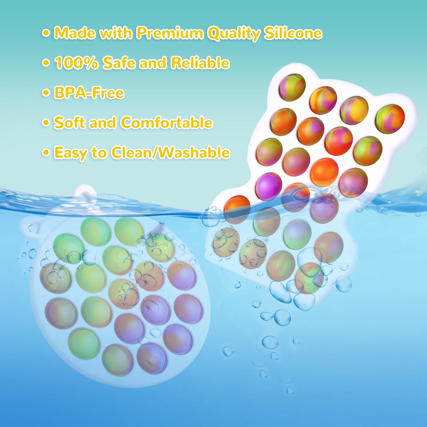2PCS Bubble Fidget Sensory Toys, Multicolor Push Pop Bubble Fidget Stress Redu