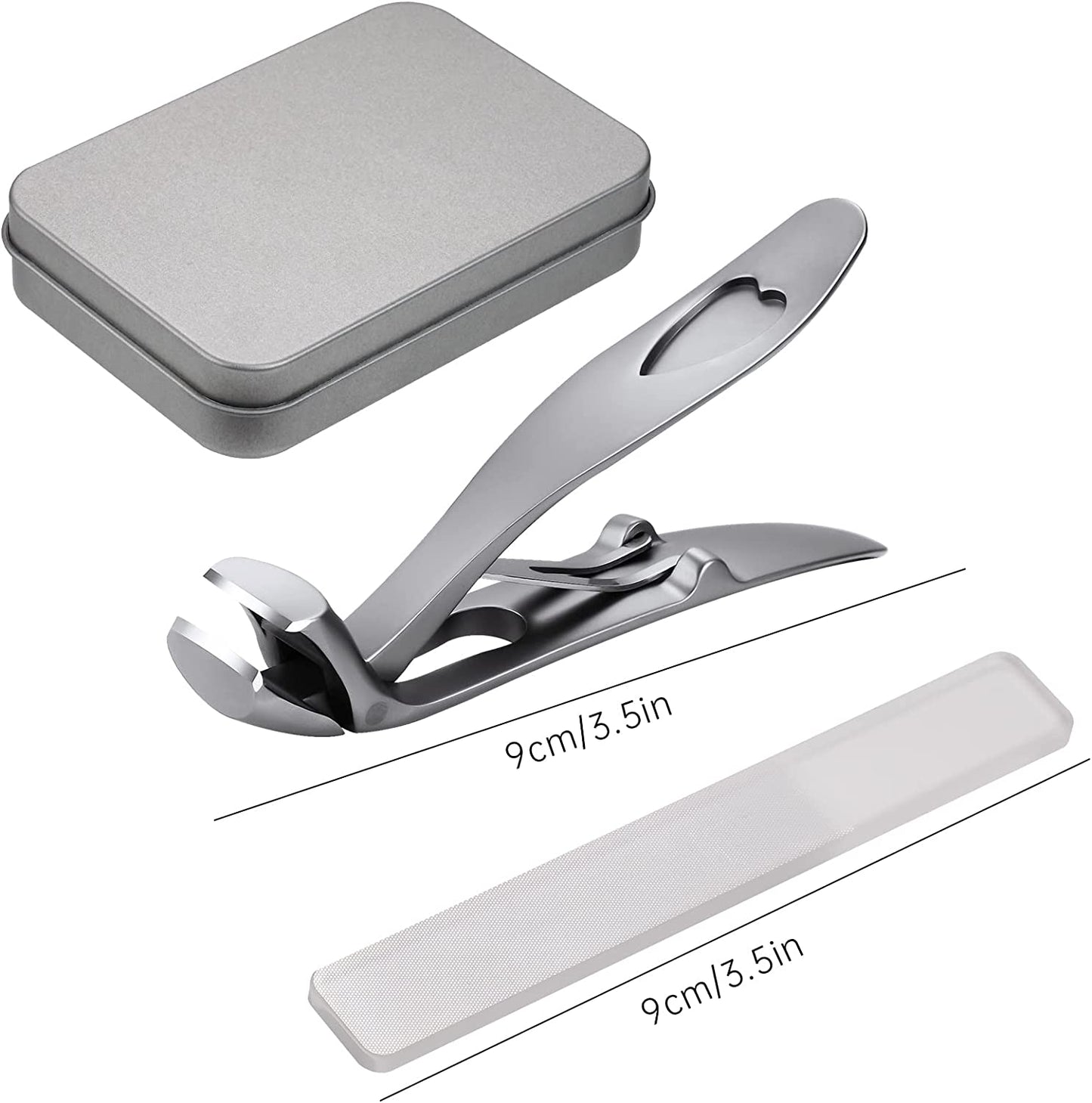 Ultra-Wide Jaw Opening Toenail Clipper Stainless Steel No Splash Clipper (Gray)