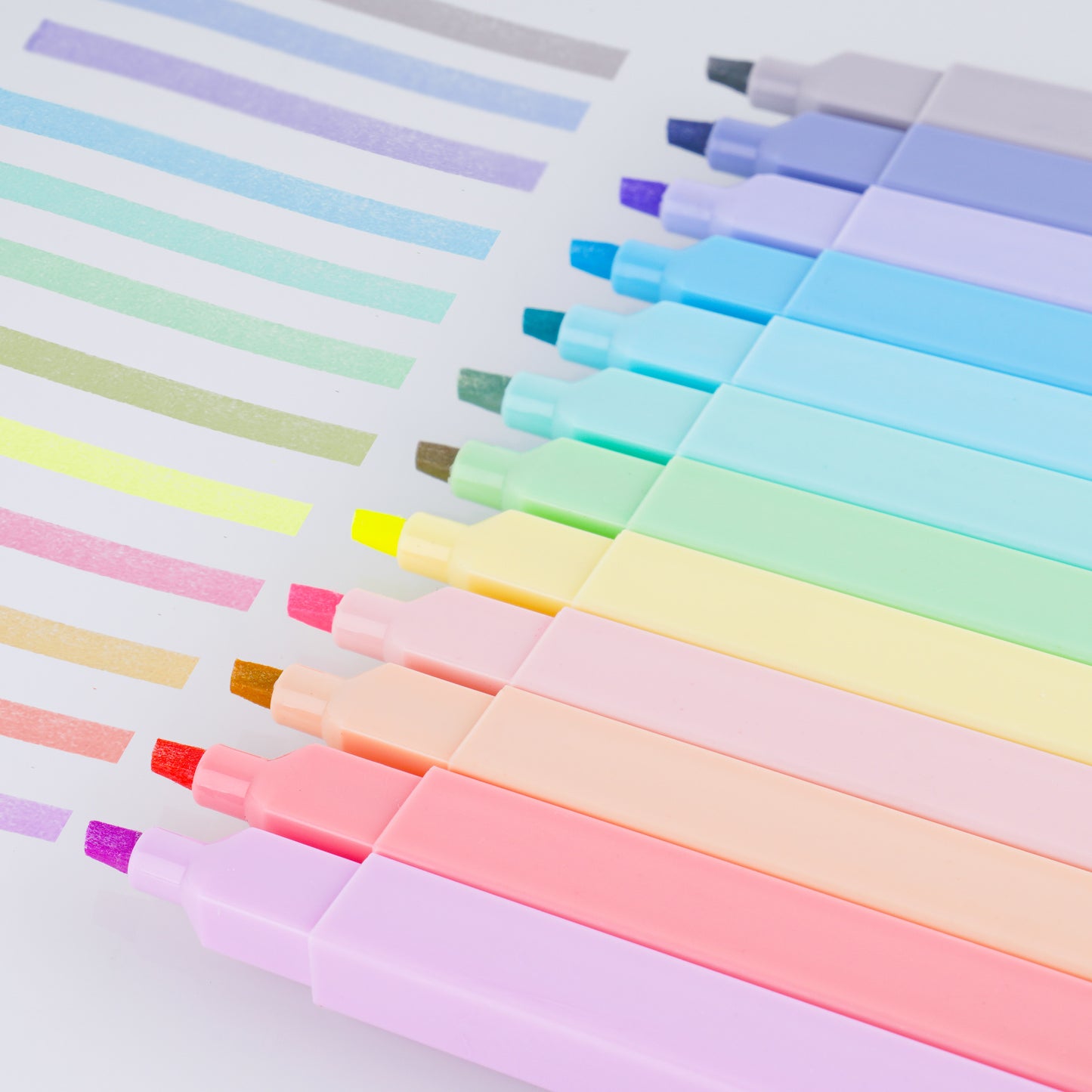 Dual Tips Highlighter Marker Pens, 12 Colors Water-Based Pastel Ink 4mm Chisel