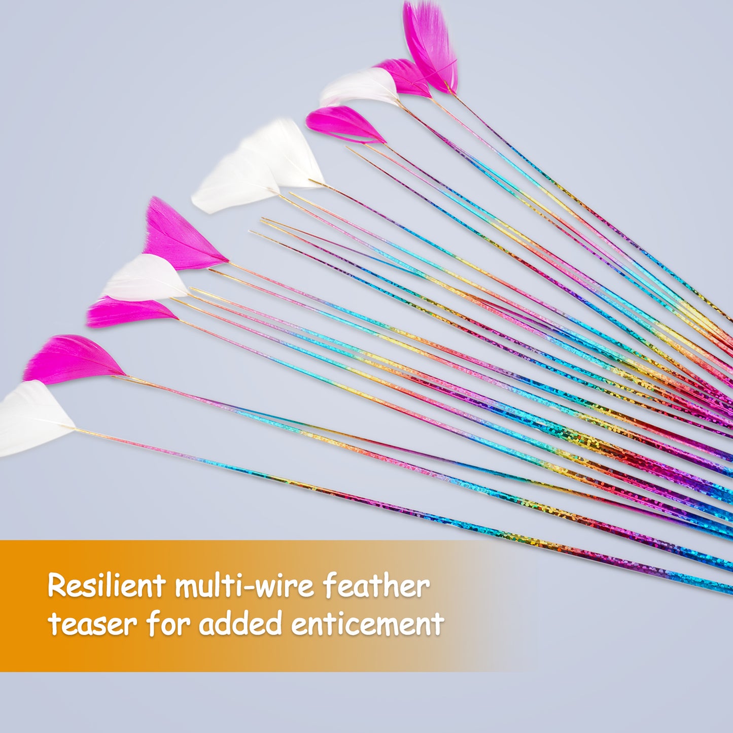 ZooZoo Cat Toy 20" Interactive Feather Jingling Bell Teaser Wand 3-Pack