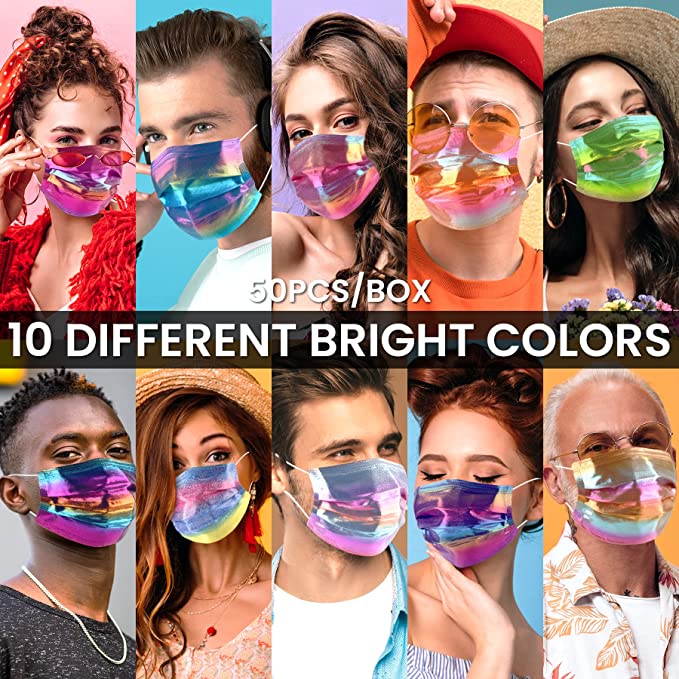 50PCS Fashion Disposable Adult Glamorous Iridescent Glitter 10 Gradient Colors