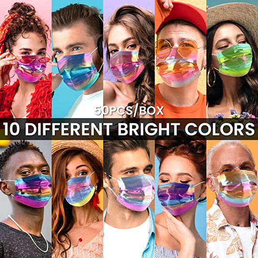 50PCS Fashion Disposable Adult Glamorous Iridescent Glitter 10 Gradient Colors