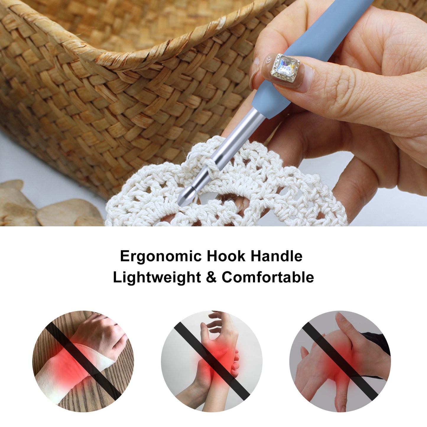 Large Aluminum Crochet Hooks with Removable Silicone Handles 5PCS 6.5-10mm 6.1