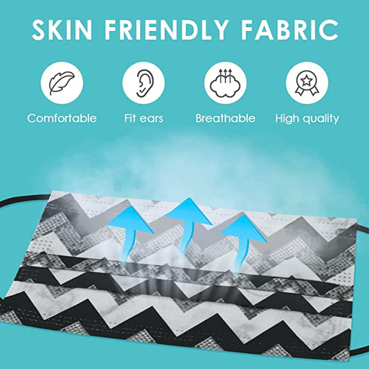 Disposable Seamless Modern Houndstooth Ikat Prints Black White 50PCS 2 Patterns