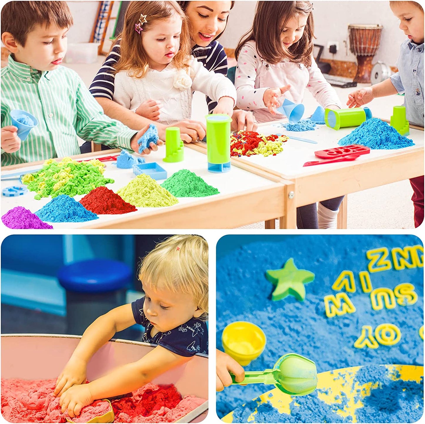 Play Sand 11lbs 5 Color Refill Pack Moldable Indoor Self-Sticky Sensory Sand Box