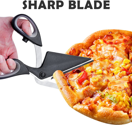 Pizza Scissors Cutter Builtin Spatula 2-In-1 Multiuse Detachable Stainless-Steel