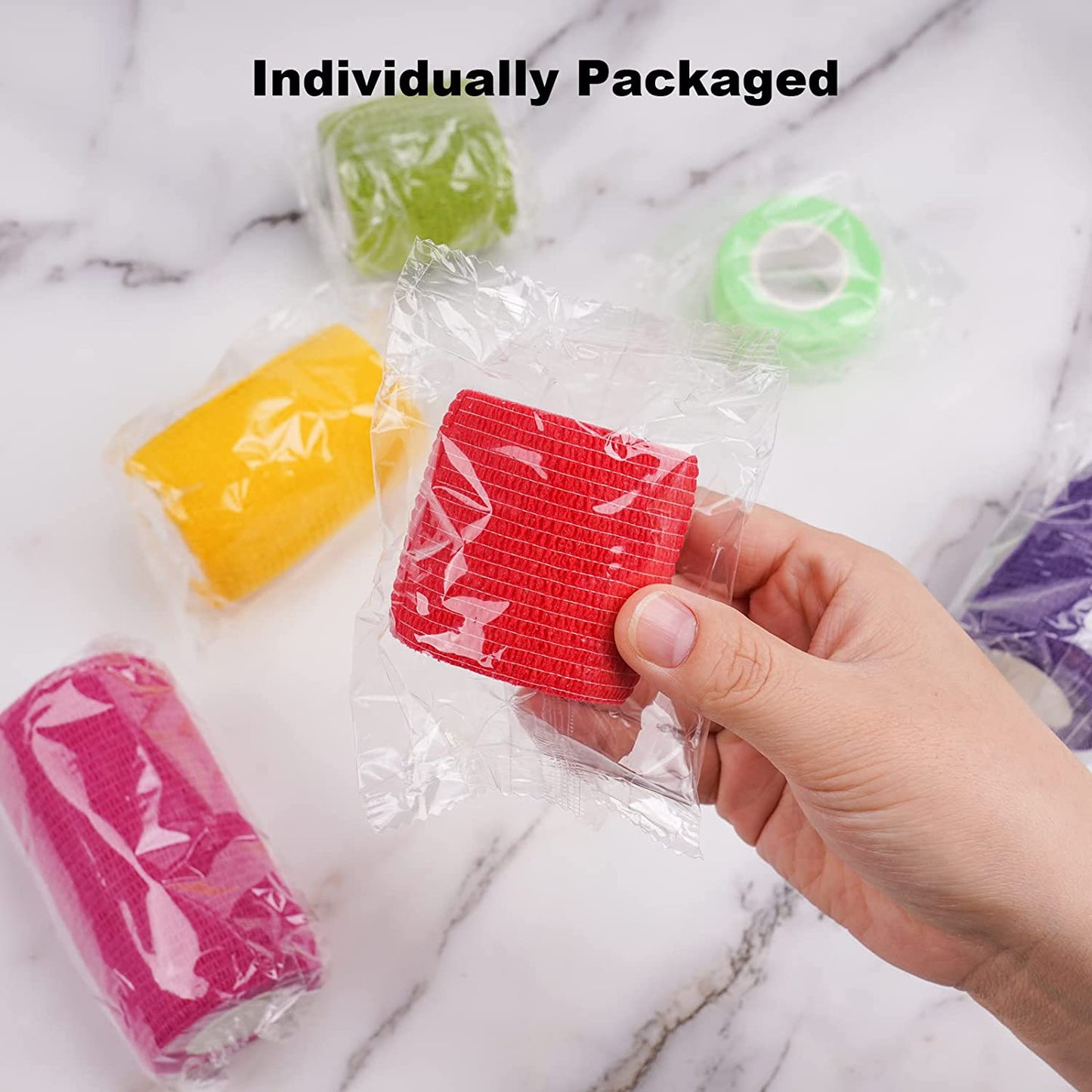 8PCS Self-Adhesive Cohesive Bandage Elastic Wrap 5-Yard 1"/2"/3"/4" Mix Colors
