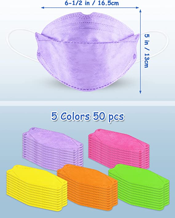 50PCS Disposable Kids Solid Color Fish Shape for Boys and Girls (5 Candy Colors)