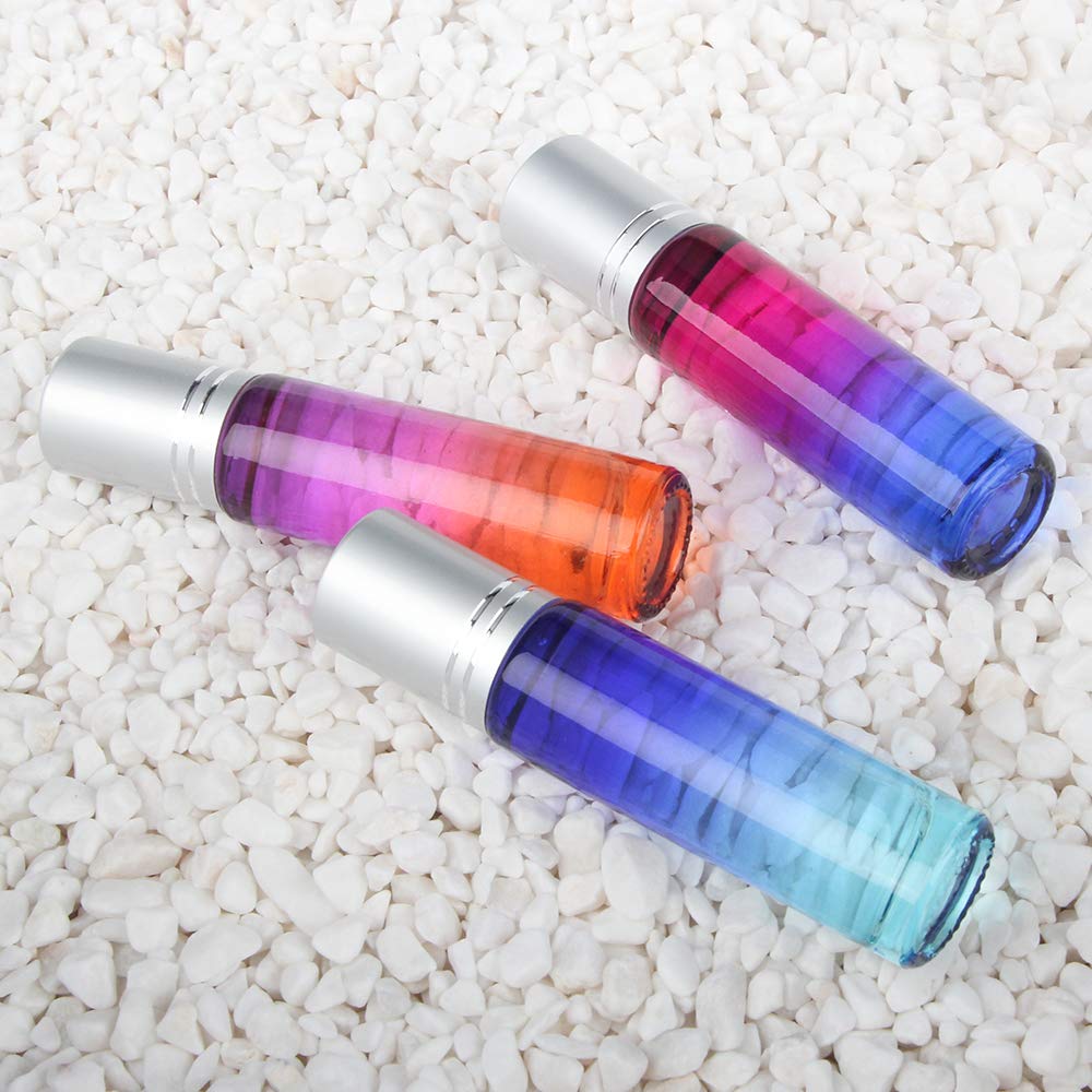 10ml Colorful Essential Oil Roller Bottles Set with Stainless Steel Balls Home U