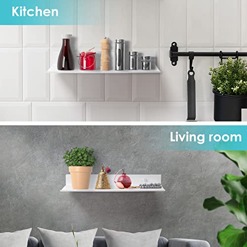 Aluminum Wall Mounted Floating Shelf with Picture Ledge 15.7"x4.6" (White)