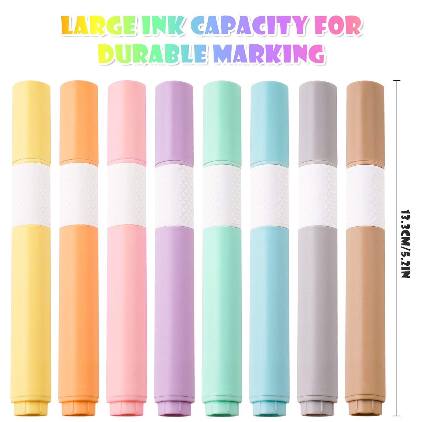 8-Pack Chisel Tip Macaron Color Pastel Highlighters, Quick Dry Water-Based Ink