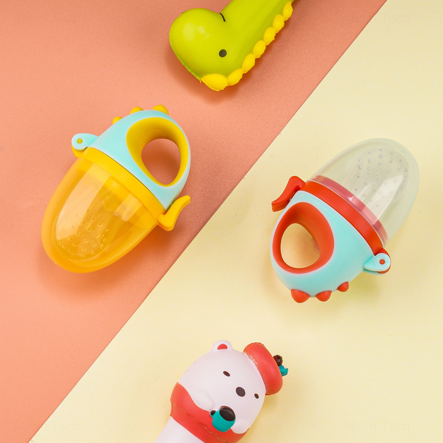 2-Pack Baby Fresh Fruit Food Feeder Nibbler Pacifier, Massaging Teether Traini