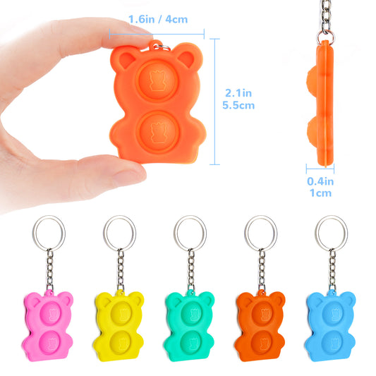 Fidget Pack 5PCS Mini Push Pop Bubble Fidget Keychain Sensory Toy Mixed Colors