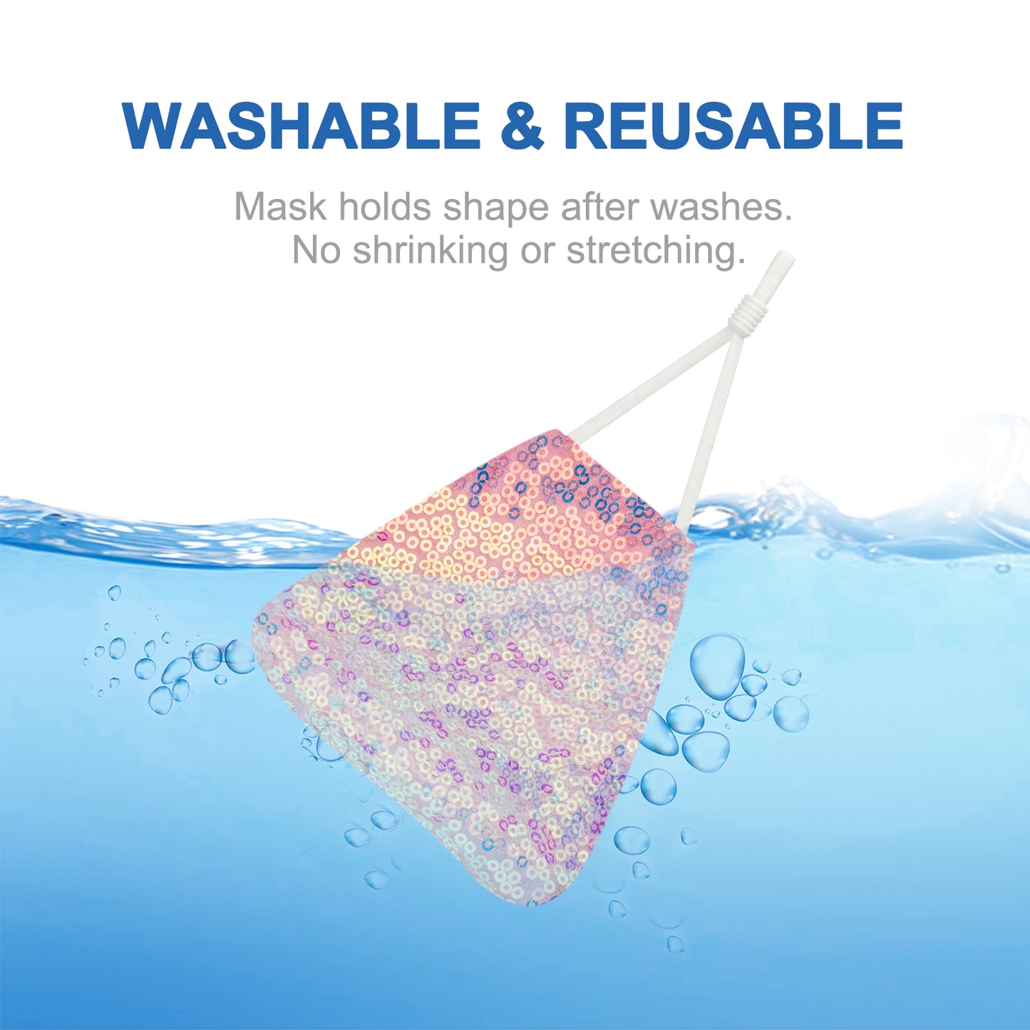 (4PCS Masks) Iridescent Magic Color Glitter Sequin Washable Fashion Protective F