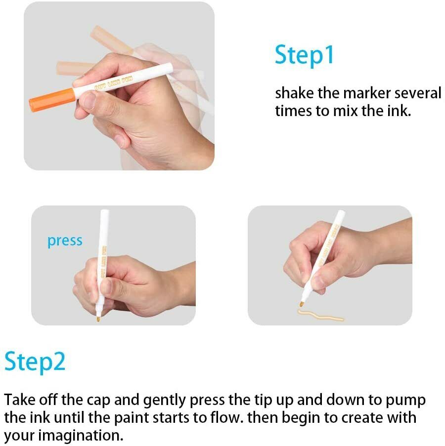 2mm Tip Self-Outline Silver Metallic Markers Double-Line Permanent Marker Set
