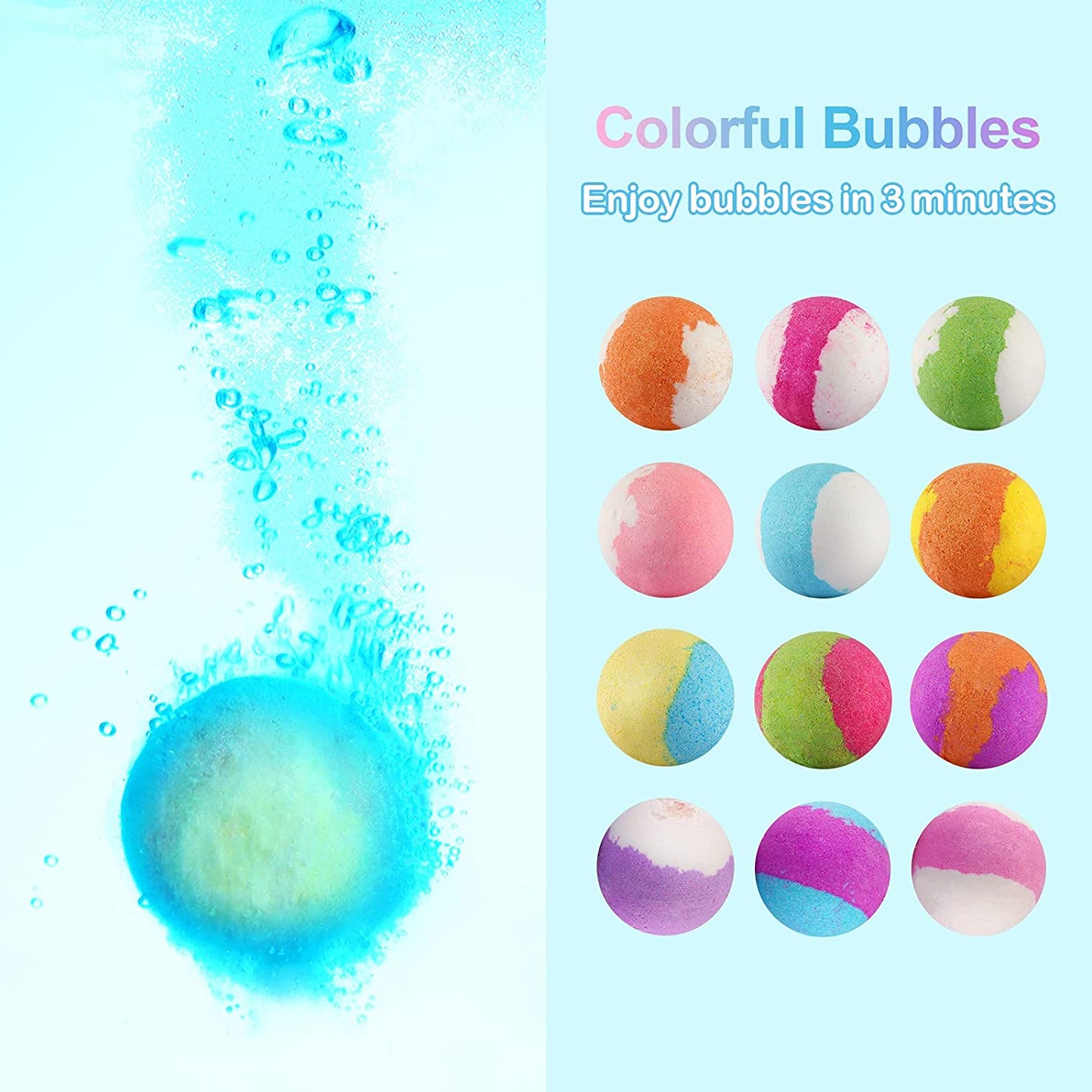 Bath Bomb 12PCS Gift Box Handmade Fizzies 2.5oz Pure Natural Essential Oil Shea