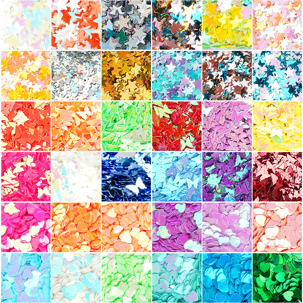 Nail Art Metallic Color Iridescent Glitter Sequin Laser Flakes Variety Pack,Mult