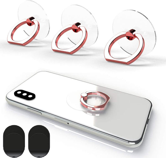 Clear Cell Phone Ring Holder Grip 360 Degree Rotation Finger Kickstand Rose Gold