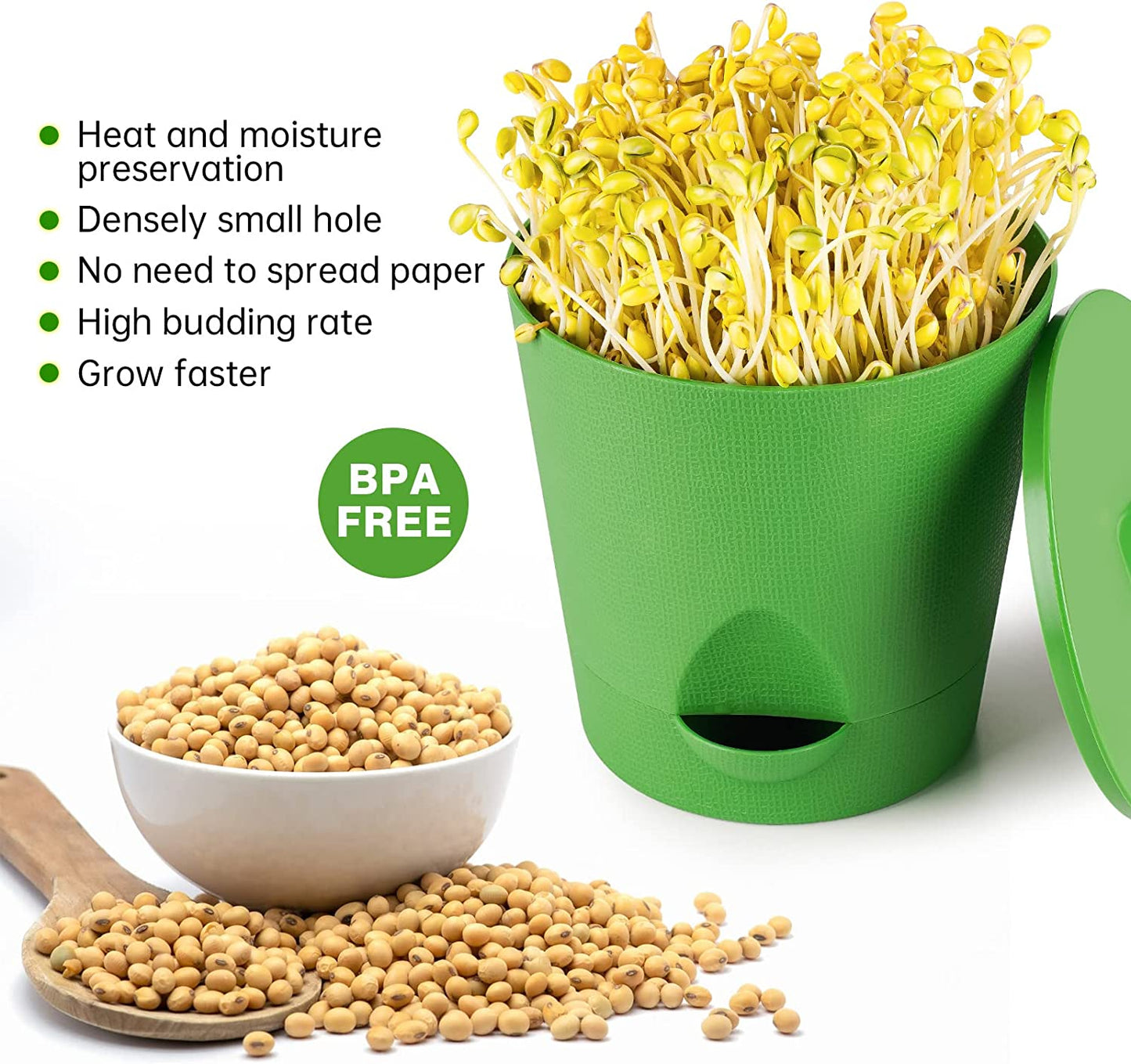 Seed Sprouter Pot Lid Bean Germination Tray Water Strainer Multipurpose Portable