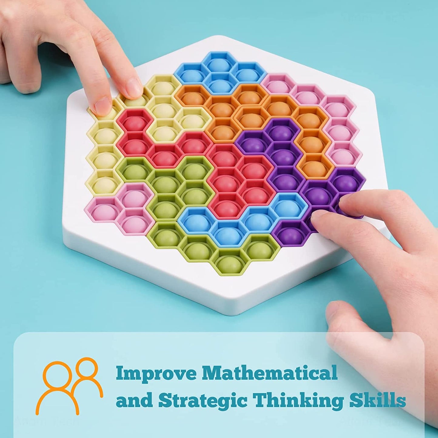 Hexagon Jigsaw Puzzle Pop Bubble Fidget Sensory Toy Silicone 3D Building Blocks